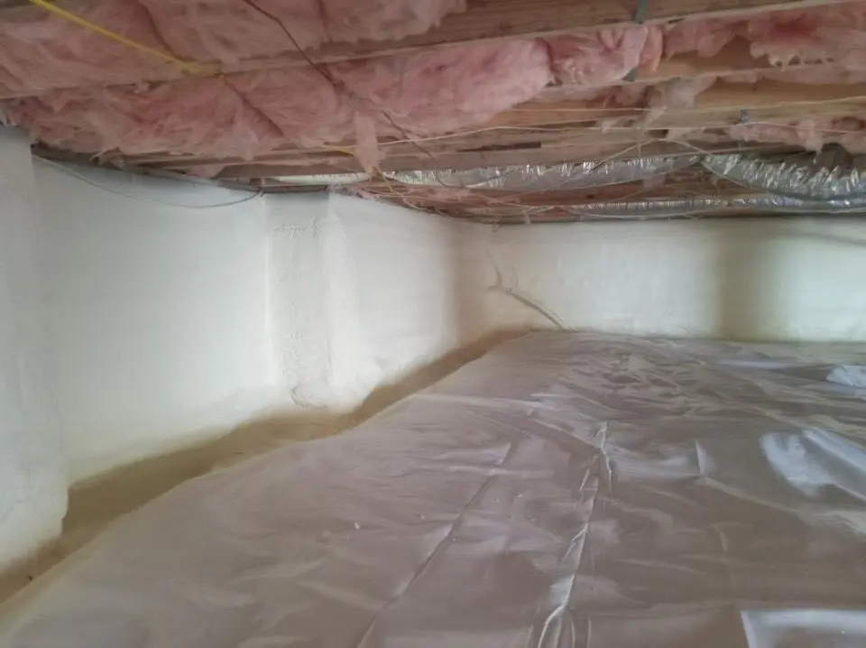 Crawl space encapsulation with closed-cell spray foam for Commercial Roof Restoration in Elk City